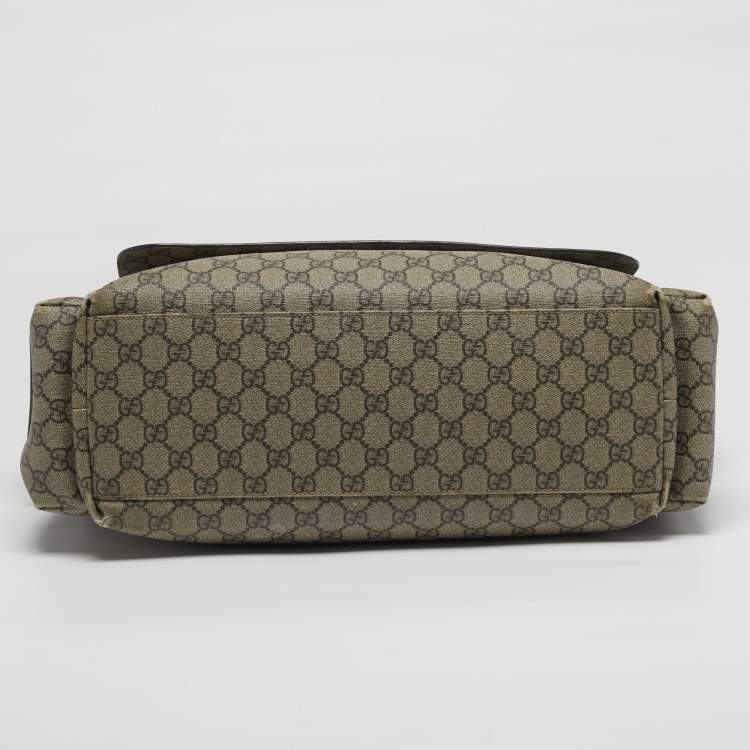 Pre Owned Gucci Diaper Beige/Brown GG Supreme Canvas and Leather Messenger Bag