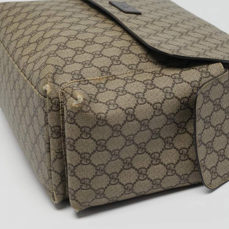 Pre Owned Gucci Diaper Beige/Brown GG Supreme Canvas and Leather Messenger Bag