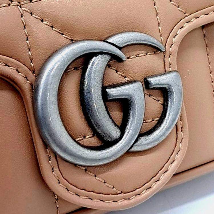 Pre Owned Gucci Beige Leather Matrasse Super Mini Crossbody Bag (476433)
