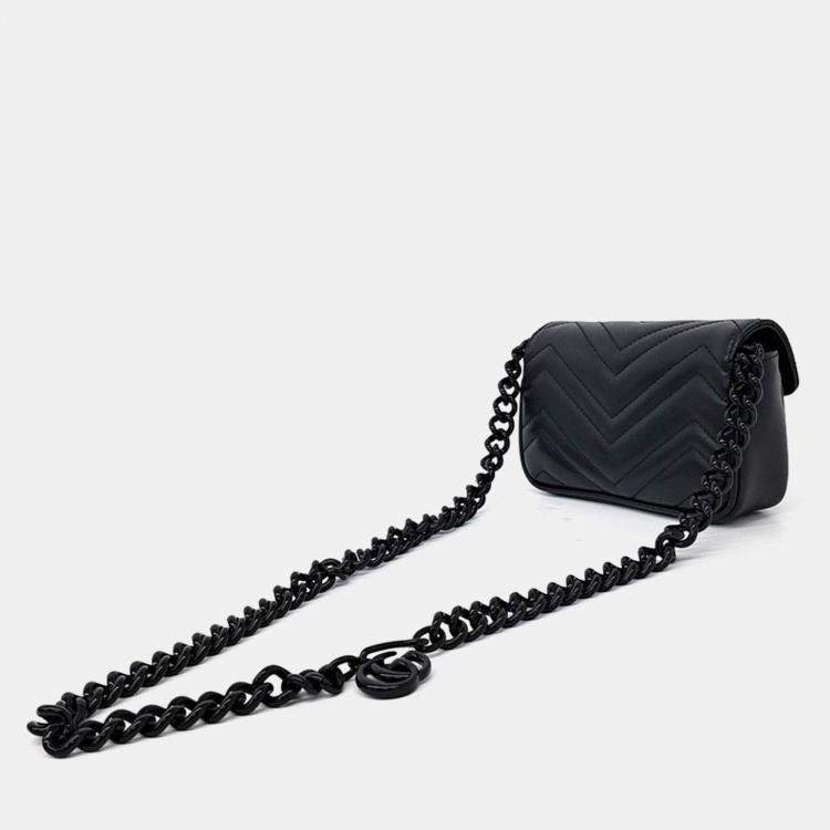 Pre Owned Gucci Black GG Marmont Belt Bag (699757)