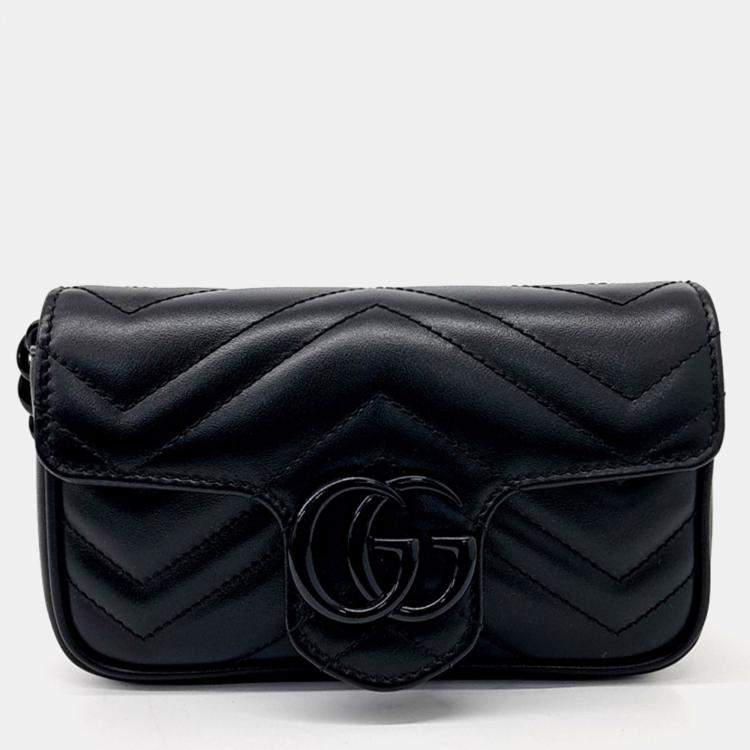 Pre Owned Gucci Black GG Marmont Belt Bag (699757)