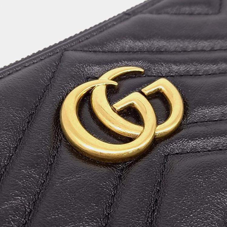 Pre Owned Gucci Black Leather GG Marmont Clutch (525541)