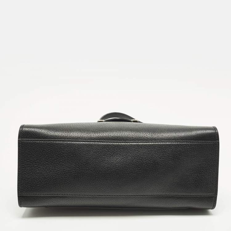 Pre Owned Gucci Sherry Line Butterfly Crystal Medium Black Leather Tote