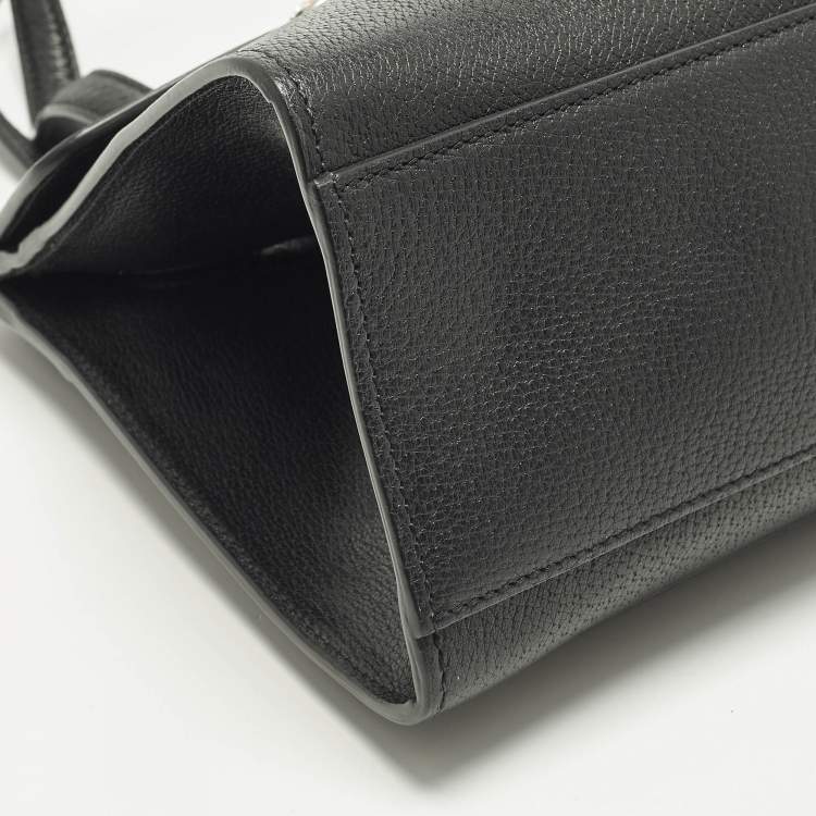 Pre Owned Gucci Sherry Line Butterfly Crystal Medium Black Leather Tote