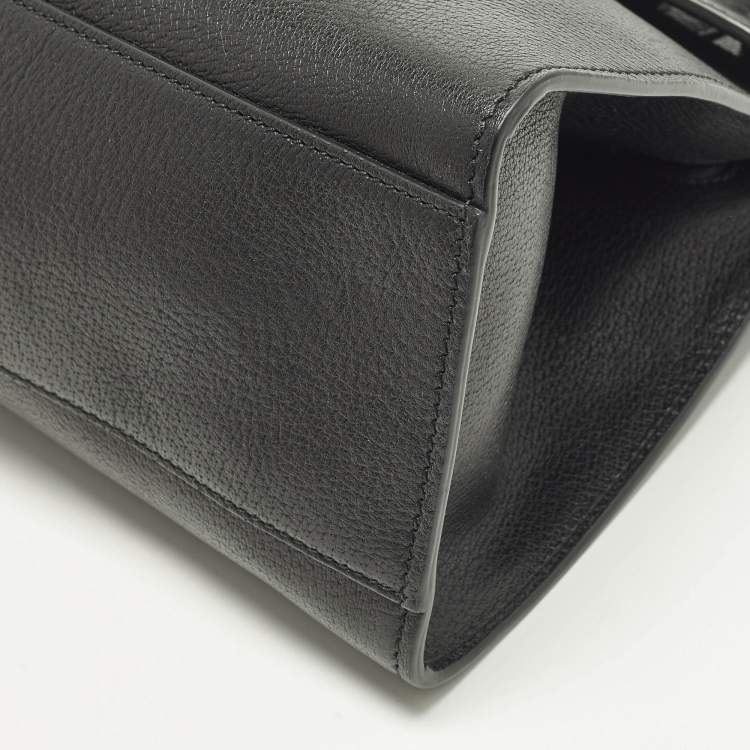 Pre Owned Gucci Sherry Line Butterfly Crystal Medium Black Leather Tote