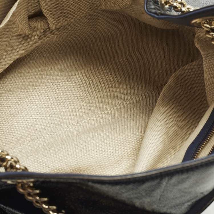 Pre Owned Gucci Soho Chain Medium Purple Patent Leather Tote