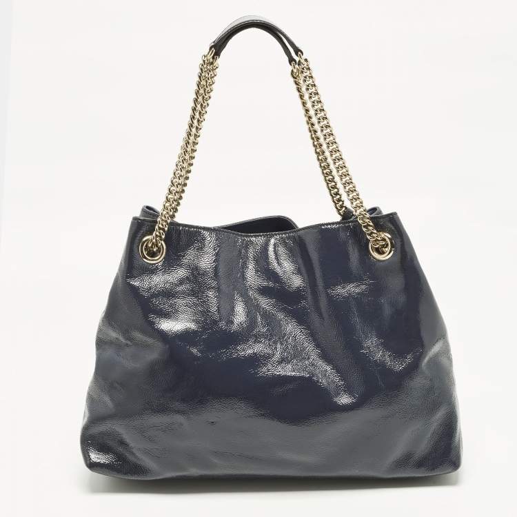 Pre Owned Gucci Soho Chain Medium Purple Patent Leather Tote