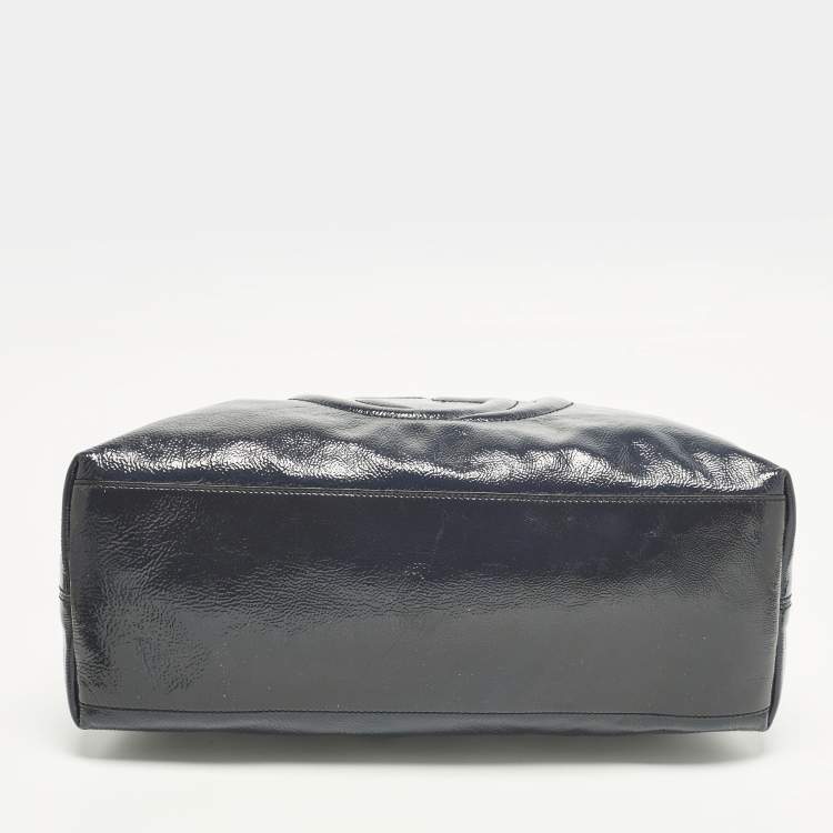 Pre Owned Gucci Soho Chain Medium Purple Patent Leather Tote