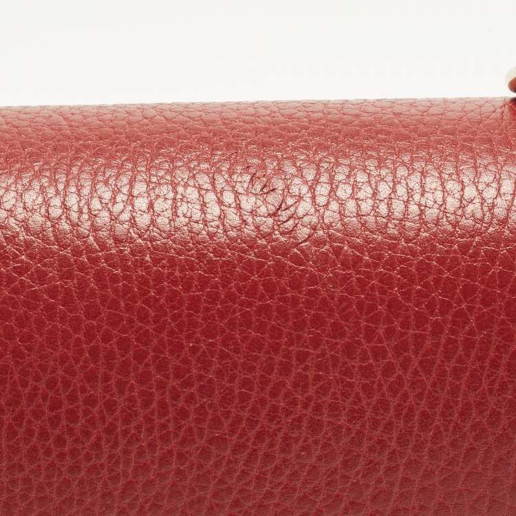 Pre Owned Gucci Dollar Interlocking G Small Red Leather Shoulder Bag