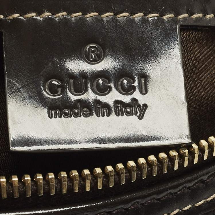 Pre Owned Gucci Joy Dark Brown GG Supreme Canvas and Patent Leather Boston Bag