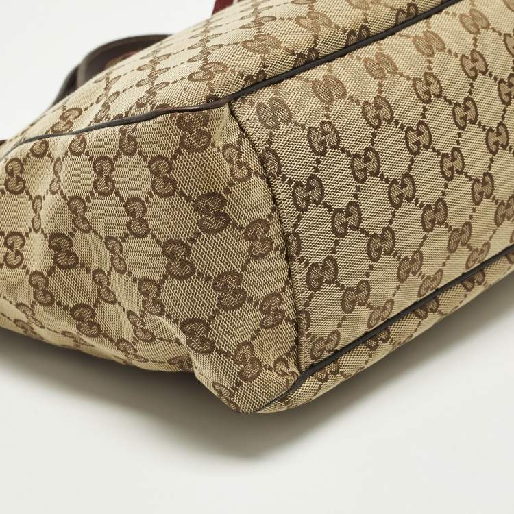 Pre Owned Gucci Positano Scarf Beige/Brown GG Canvas Tote