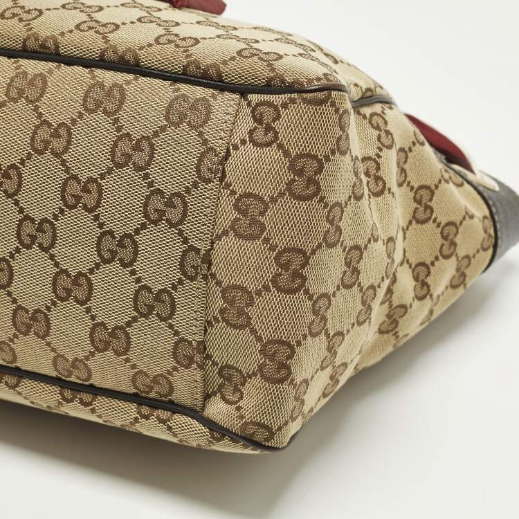 Pre Owned Gucci Positano Scarf Beige/Brown GG Canvas Tote