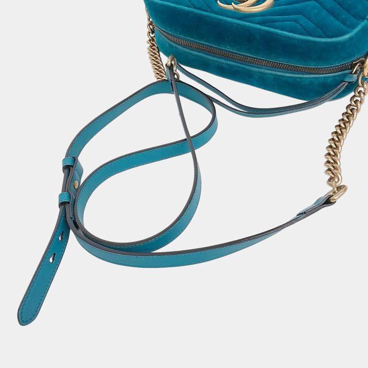 Pre Owned Gucci Velvet Marmont Crossbody Bag (447632)