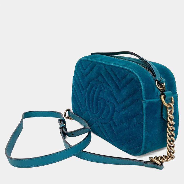 Pre Owned Gucci Velvet Marmont Crossbody Bag (447632)