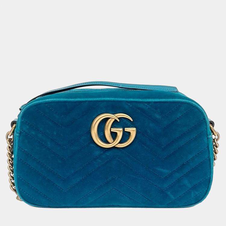 Pre Owned Gucci Velvet Marmont Crossbody Bag (447632)