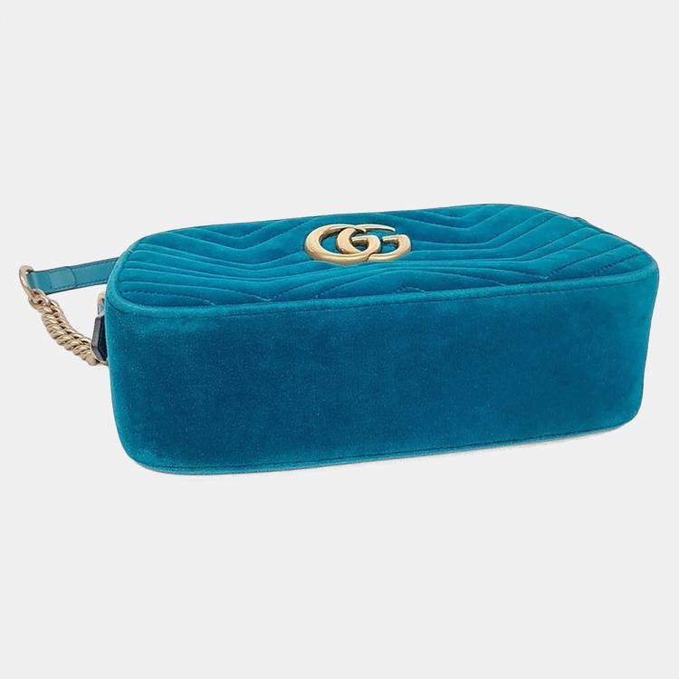 Pre Owned Gucci Velvet Marmont Crossbody Bag (447632)