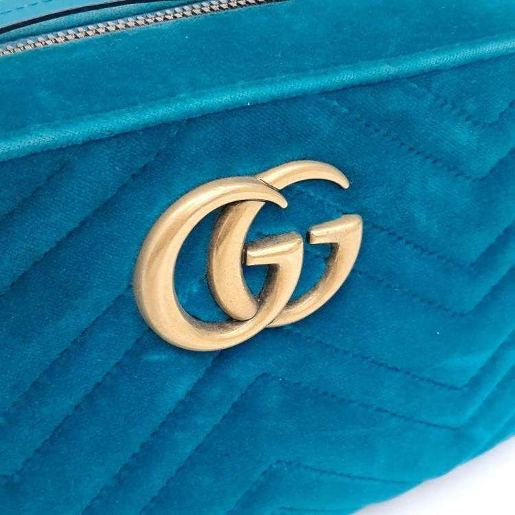 Pre Owned Gucci Velvet Marmont Crossbody Bag (447632)