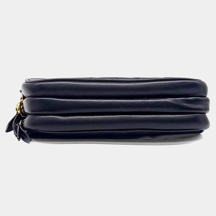 Pre Owned Gucci Black Leather Marmont Crossbody Bag (546581)
