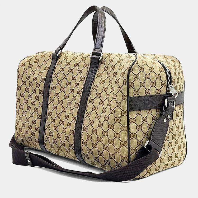 Pre Owned Gucci Beige Fabric Jacquard Boston Bag (449167)