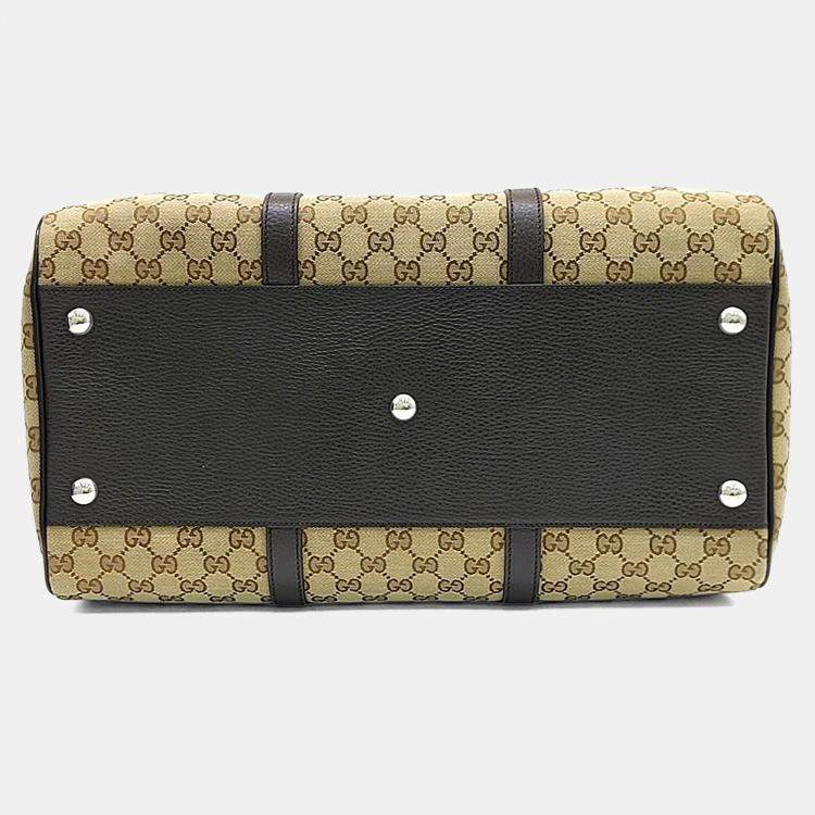 Pre Owned Gucci Beige Fabric Jacquard Boston Bag (449167)