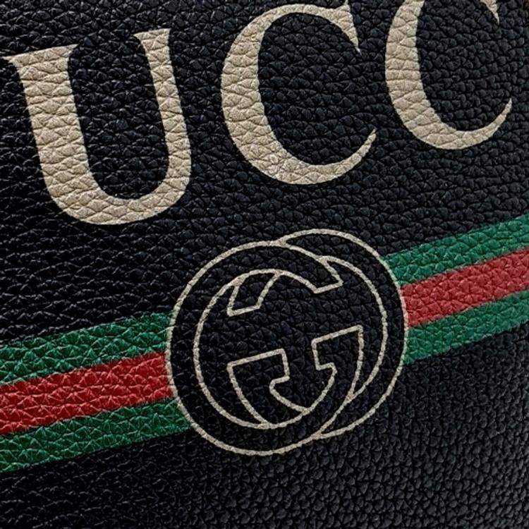 Pre Owned Gucci Black Leather Web Logo Belt Bag (530412)