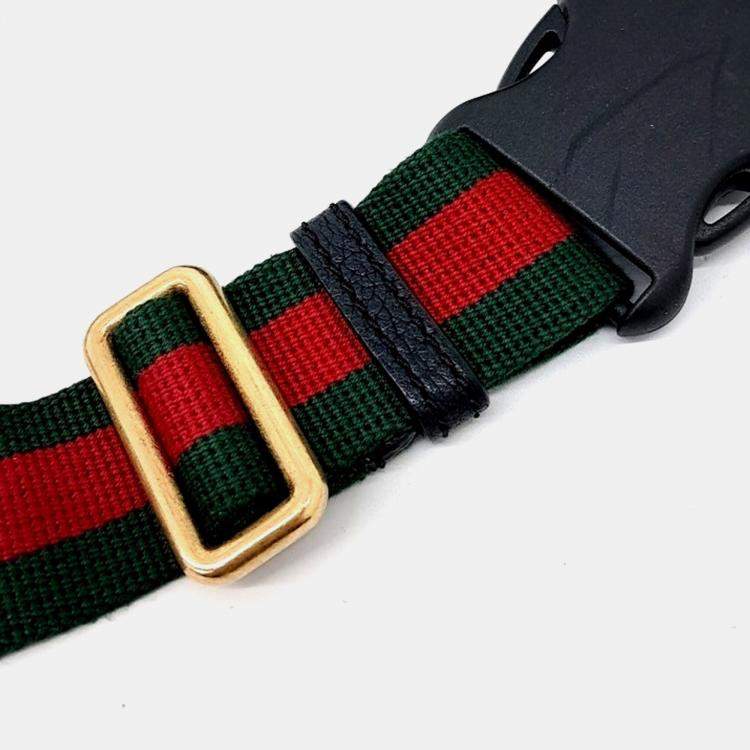 Pre Owned Gucci Black Leather Web Logo Belt Bag (530412)