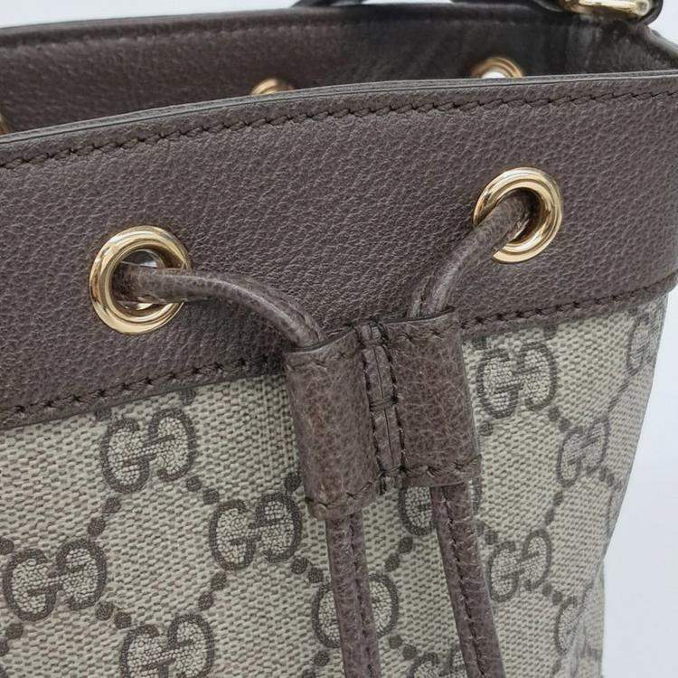 Pre Owned Gucci Beige Canvas Ophidia Mini Bucket Bag (550620)