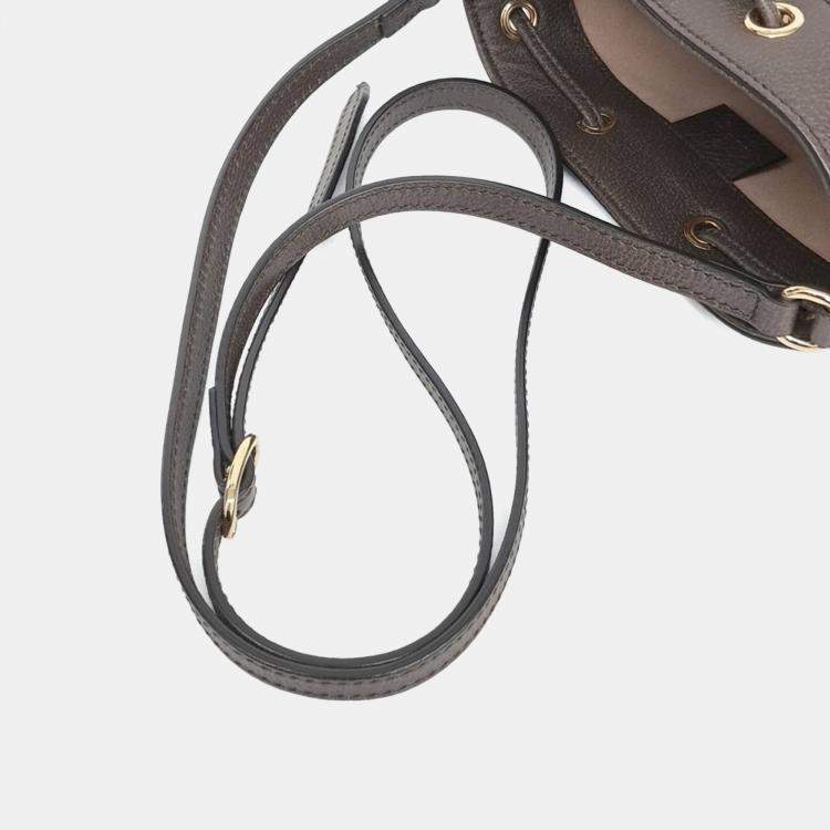 Pre Owned Gucci Beige Canvas Ophidia Mini Bucket Bag (550620)