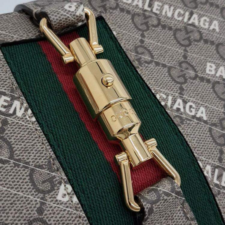 Pre Owned Gucci Beige Coated Canvas X Balenciaga Hacker Project Jackie 1961 Small Hobo Bag