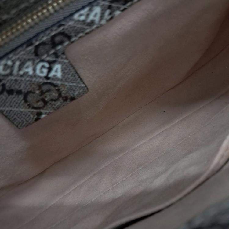 Pre Owned Gucci Beige Coated Canvas X Balenciaga Hacker Project Jackie 1961 Small Hobo Bag