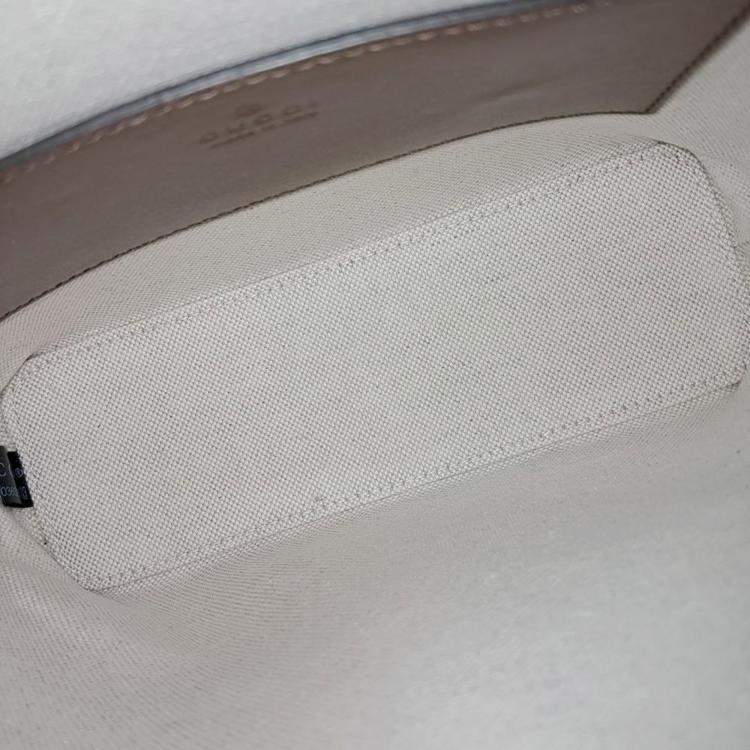 Pre Owned Gucci Beige, Brown Coated Canvas Horsebit 1955 Mini Top Handle Bag