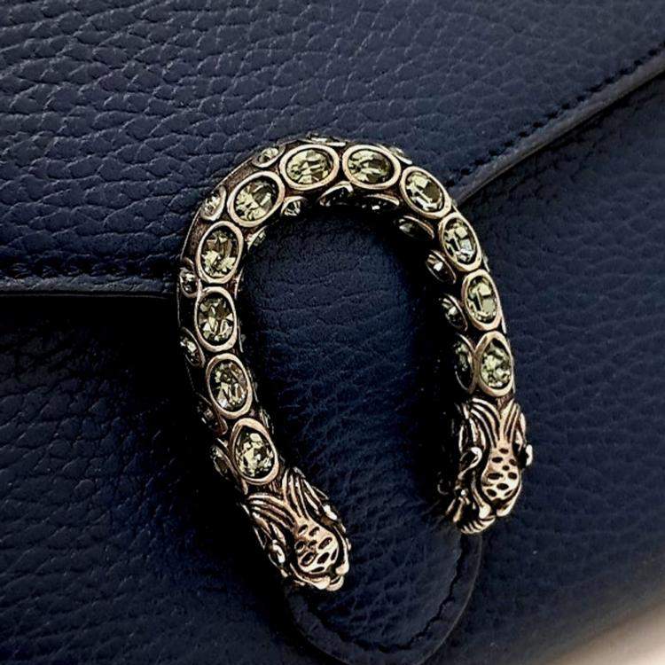 Pre Owned Gucci Navy Blue Leather Dionysus Mini Chain Bag