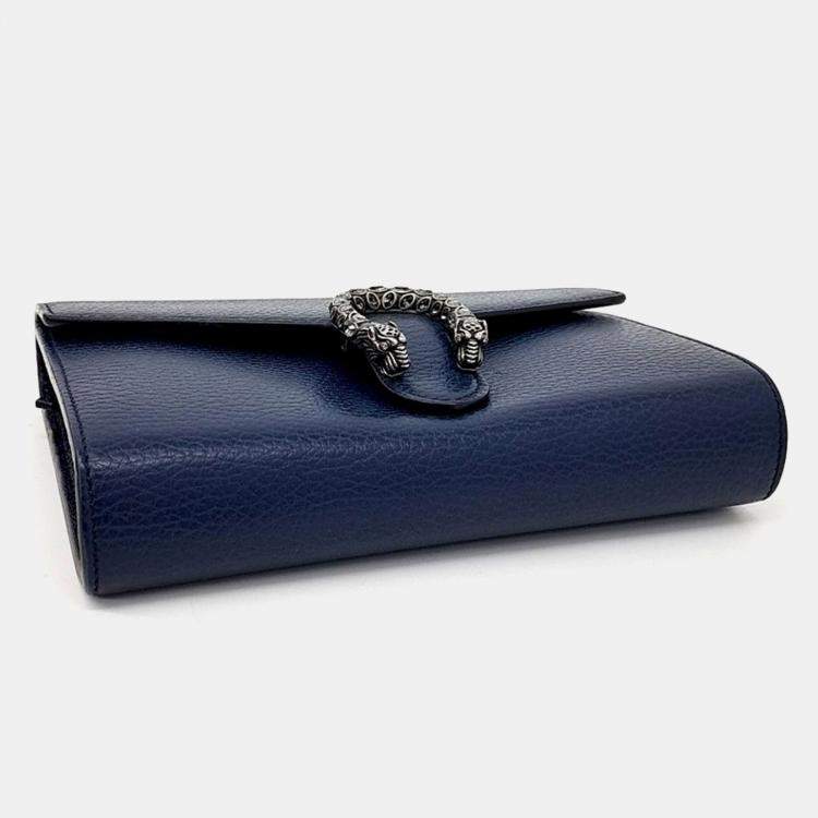 Pre Owned Gucci Navy Blue Leather Dionysus Mini Chain Bag