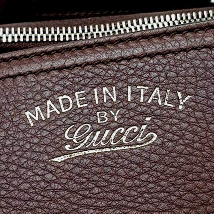 Pre Owned Gucci Brown Leather Bamboo Tote and Shoulder Bag (323660)