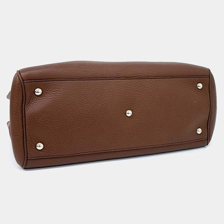 Pre Owned Gucci Brown Leather Bamboo Tote and Shoulder Bag (323660)