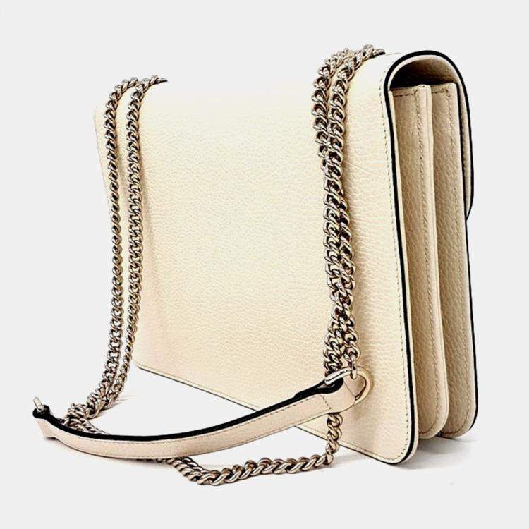 مملوكة مسبقًا Gucci White Leather Interlocking GG Shoulder Bag (510303)