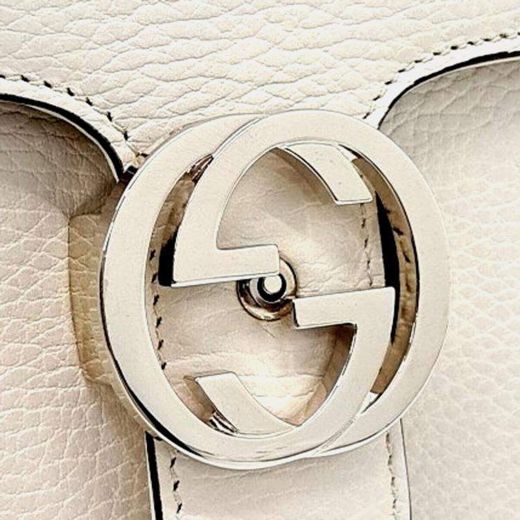 مملوكة مسبقًا Gucci White Leather Interlocking GG Shoulder Bag (510303)