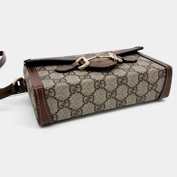 Pre Owned Gucci Beige PVC Horsebit 1955 Mini Bag (699296)