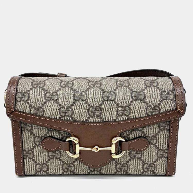 Pre Owned Gucci Beige PVC Horsebit 1955 Mini Bag (699296)