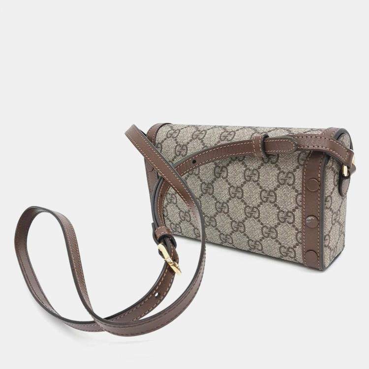 Pre Owned Gucci Beige PVC Horsebit 1955 Mini Bag (699296)
