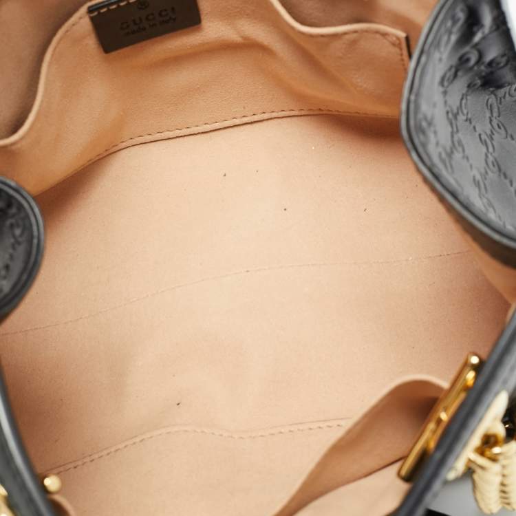 Pre Owned Gucci Padlock Small Black Guccissima Leather Tote