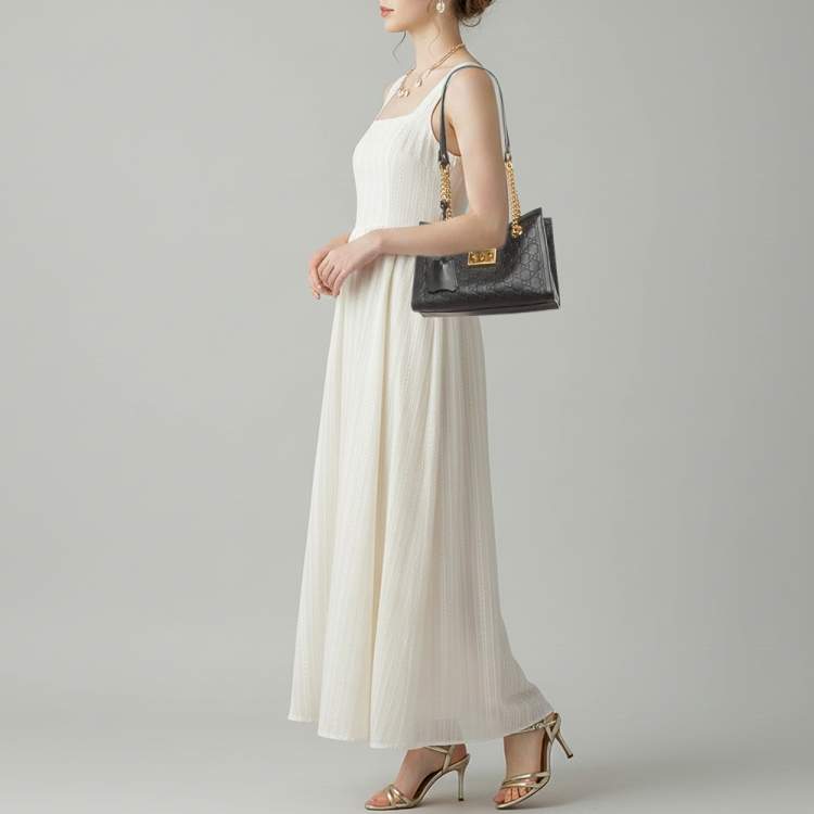 Pre Owned Gucci Padlock Small Black Guccissima Leather Tote