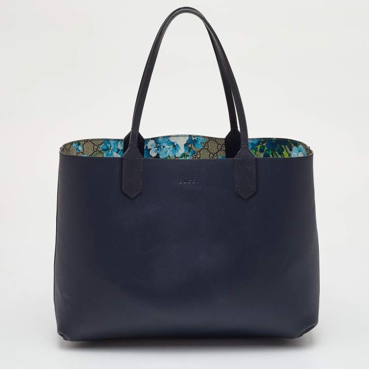Pre Owned Gucci GG Blooms Multicolor GG Supreme Canvas Reversible Tote