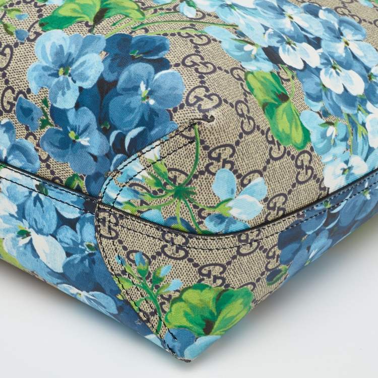 Pre Owned Gucci GG Blooms Multicolor GG Supreme Canvas Reversible Tote