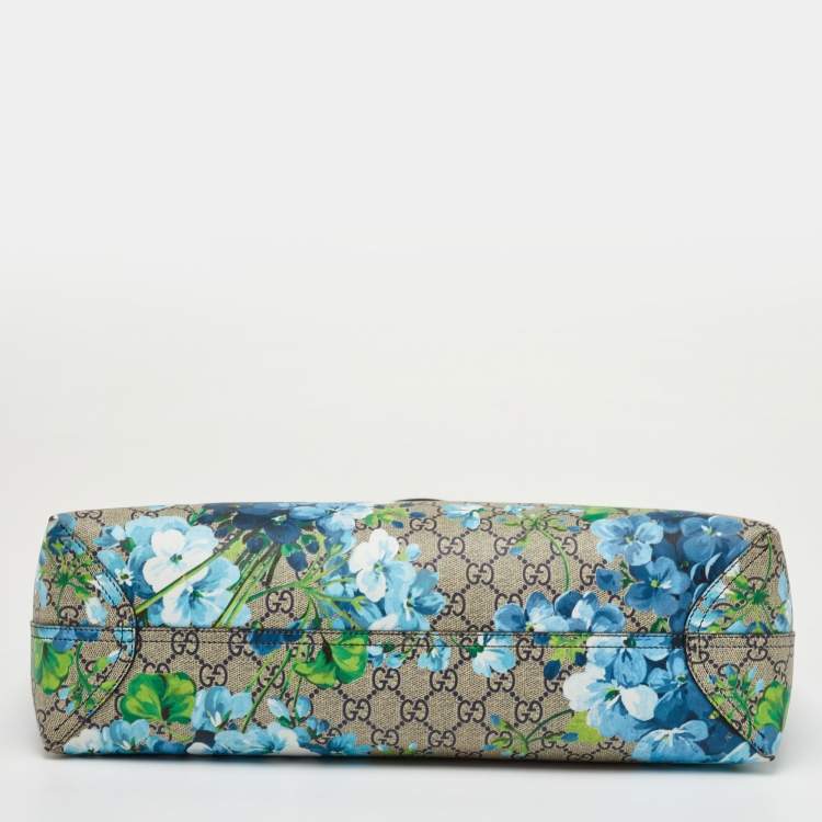 Pre Owned Gucci GG Blooms Multicolor GG Supreme Canvas Reversible Tote