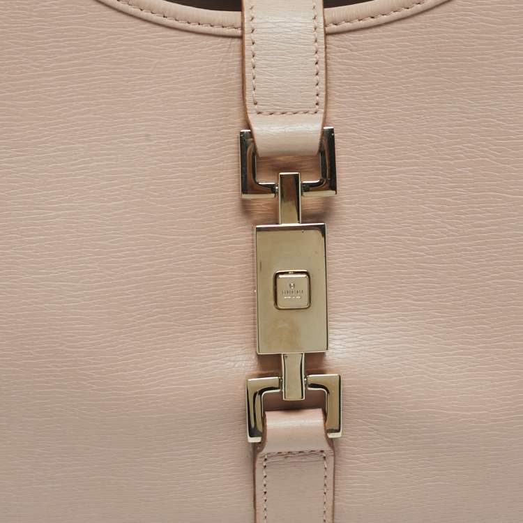 Pre Owned Gucci Jackie Bardot Light Pink Leather Shoulder Bag