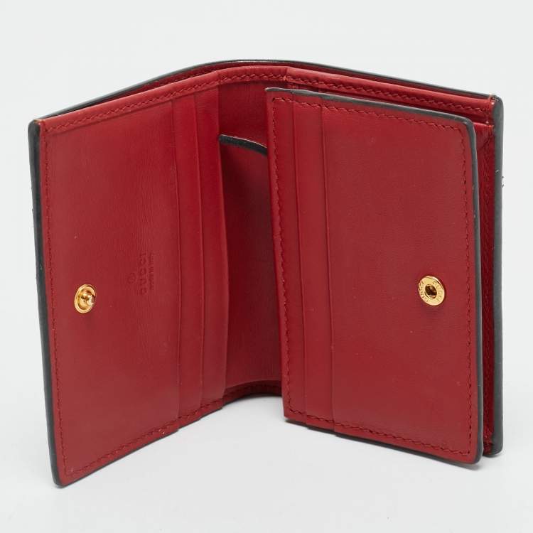 Pre Owned Gucci Bosco Patch Beige/Pink GG Supreme Canvas Compact Wallet