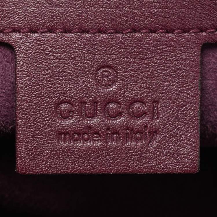 Pre Owned Gucci Bamboo Lady Lock Medium Burgundy Leather Top Handle Bag