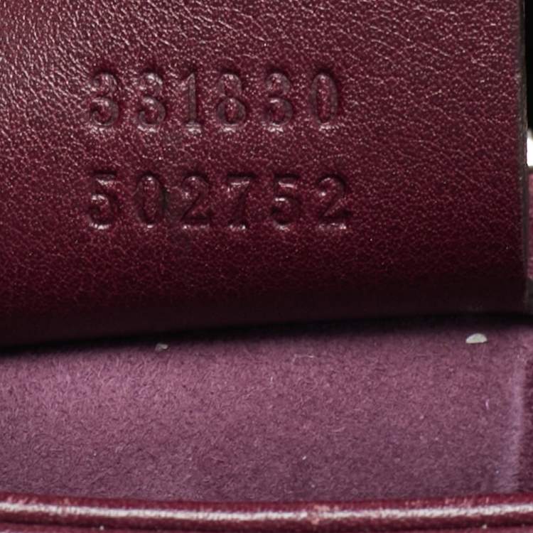 Pre Owned Gucci Bamboo Lady Lock Medium Burgundy Leather Top Handle Bag