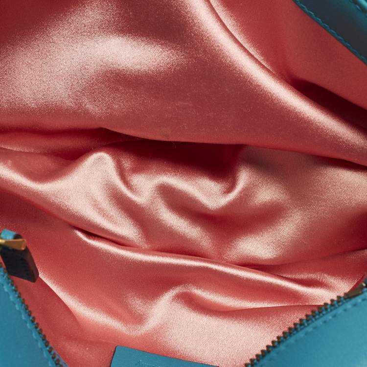 Pre Owned Gucci GG Marmont Small Blue Matelasse Velvet Flap Shoulder Bag